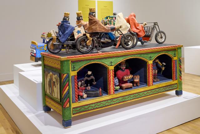 Lowrider Nativity (2005) depicts the Holy Family and the Magi on lowrider choppers.