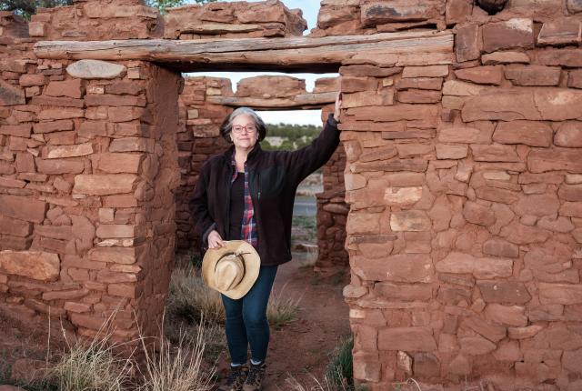 Alisa Lynn Valdés stands among the remains of Salinas Pueblo Missions National Monument’s Abó Unit.