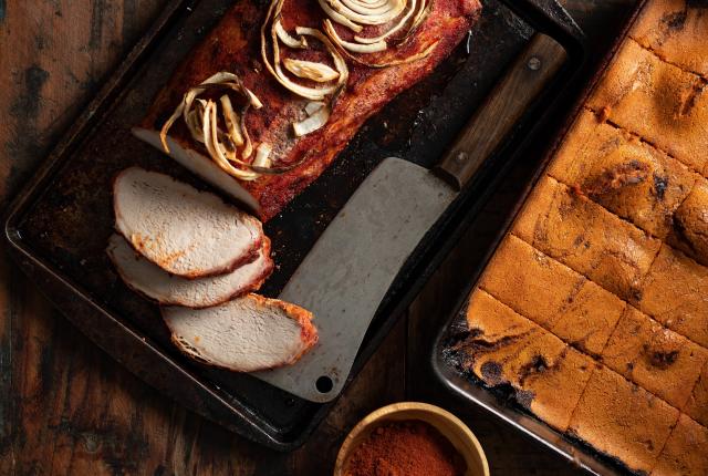 This recipe for a red-chile-rubbed roast comes from longtime food columnist Adela Amador.