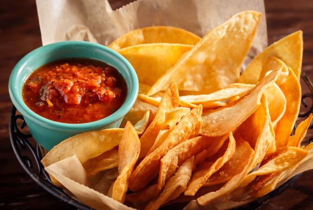 Restaurant style corn chips and salsa.