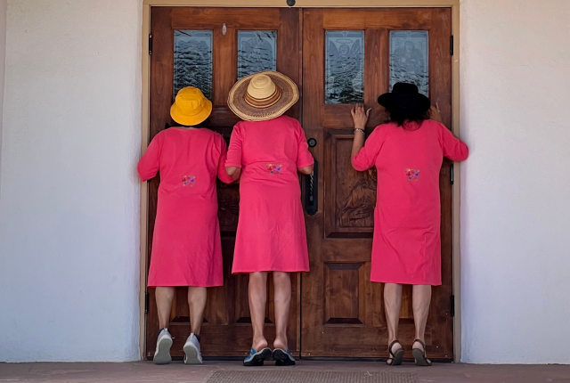 Peeking into the Church at Nambé, Paula Selzer
