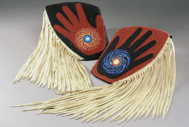 Marcus Amerman’s (Choctaw), "Untitled Fringed and Beaded Cuffs."