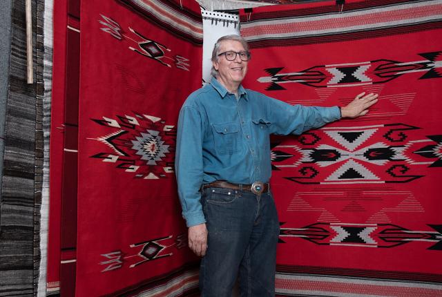 Irvin Trujillo is a weaver at Centinela Traditional Arts, in Chimayó.