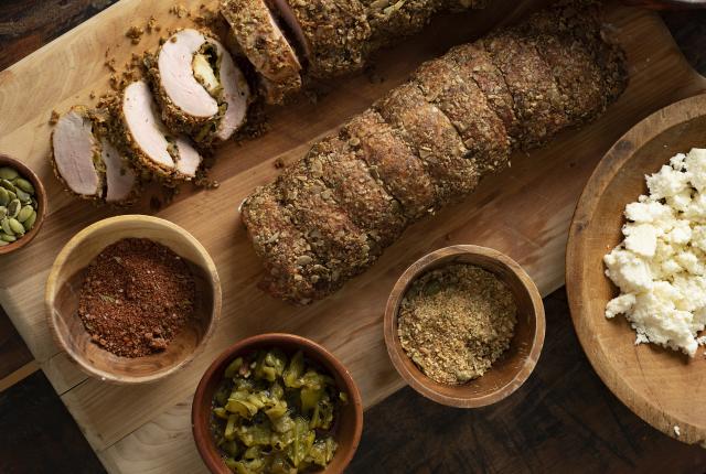 Pepita-Crusted and Green Chile–Stuffed Pork Loin