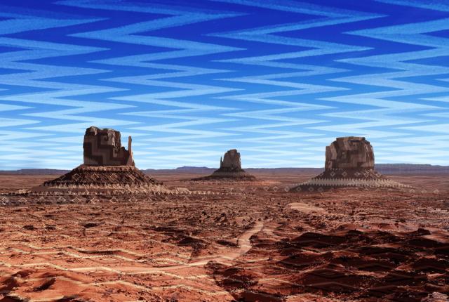 Darby Raymond-Overstreet (Diné, b. 1994), Woven Landscape, Monument Valley, 2022. Digital print.