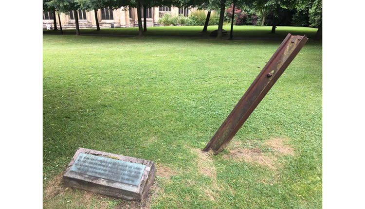 Tram rail at St Mary Redcliffe Church in central Bristol - credit Visit West