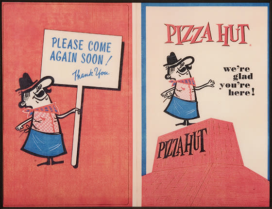An old sign is shown that helped promote PIzza Hut