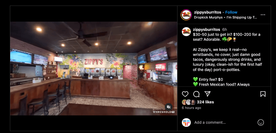 A screenshot of a Mexican restaurant from Instagram.