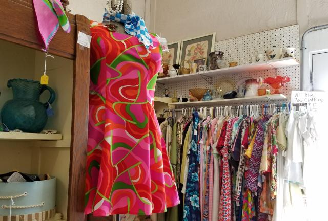 Vintage fashion finds at Yellow Moon Antique Mall in Mooresville.
