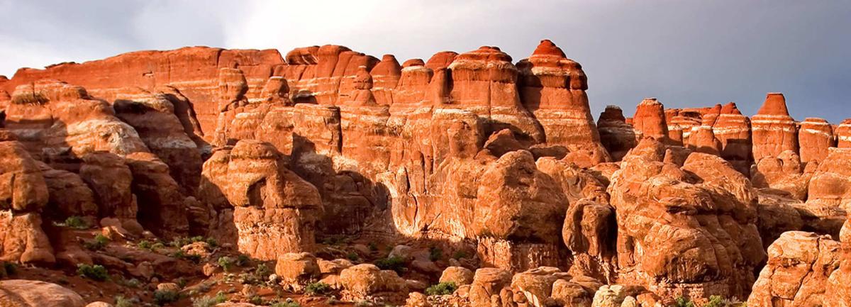 View of rock formations in the Fiery Furnace portion of Arches National Park
