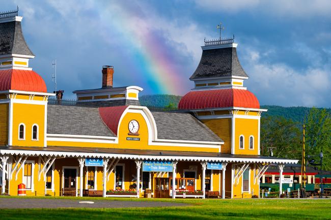 Conway Scenic Railroad - Train Station and Rainbow