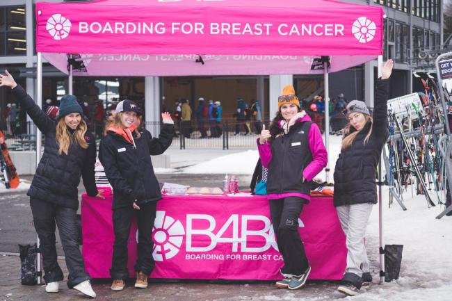 Loon Mountain Resort - Boarding for Breast Cancer (Pink Booth with Ski Girls Waving)
