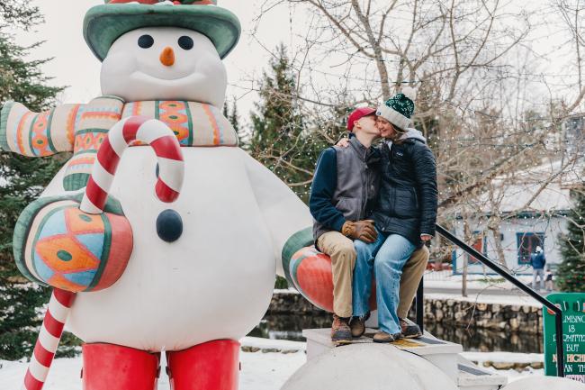 Christmastime at Santa's Village - Snowman & Smiling Couple