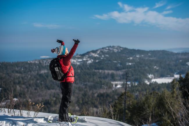 Atop Hogsback Mountain near Marquette, Michigan in winter.