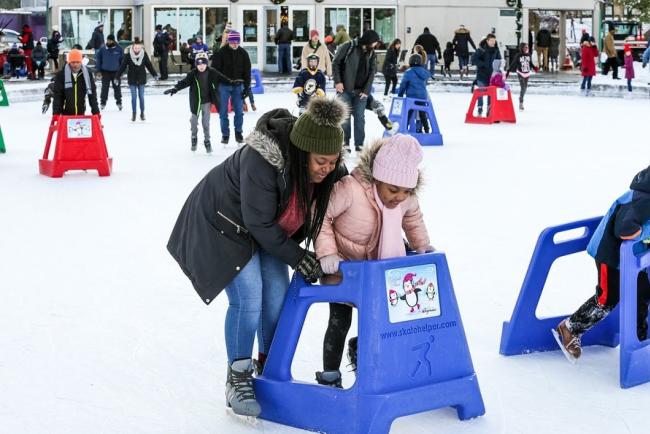 Mother and daughter ice skating at MLK Park