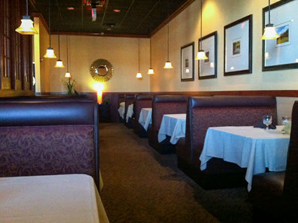 A dining room inside Wu's Fine Chinese Cuisine in Fort Wayne, Indiana