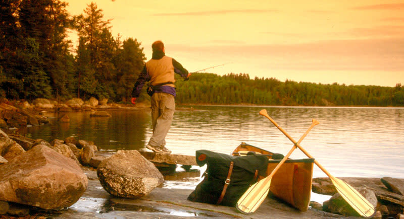 Fishing at sunset