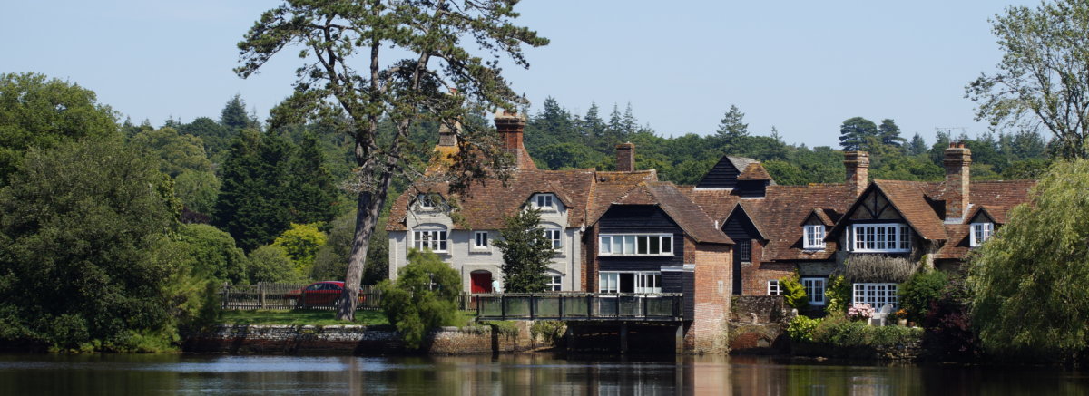 Beaulieu village across Mill Pond in the New Forest