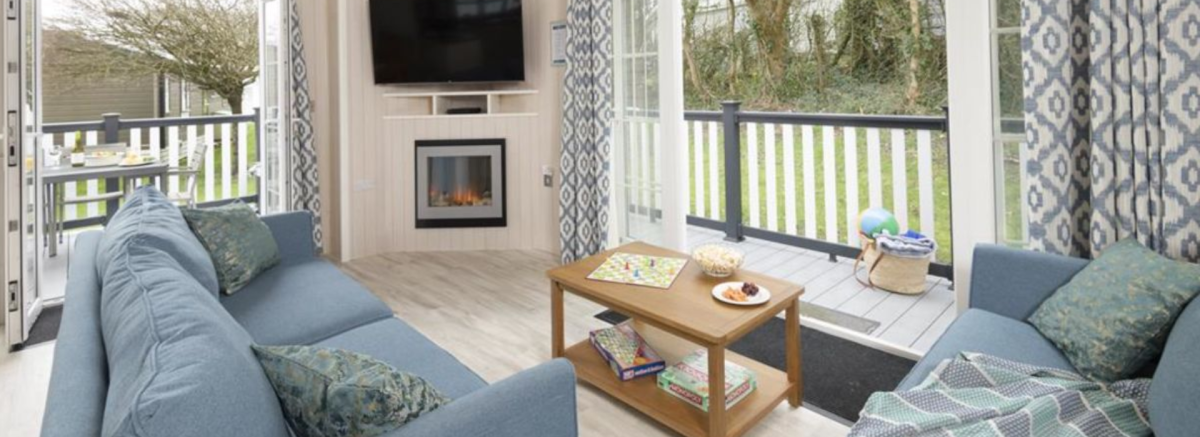 Inside lodge at Shorefield Country Park in the New Forest