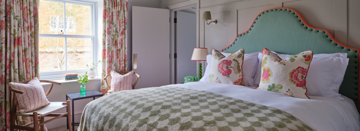 Interior of bedroom at Stanwell House in Lymington in the New Forest