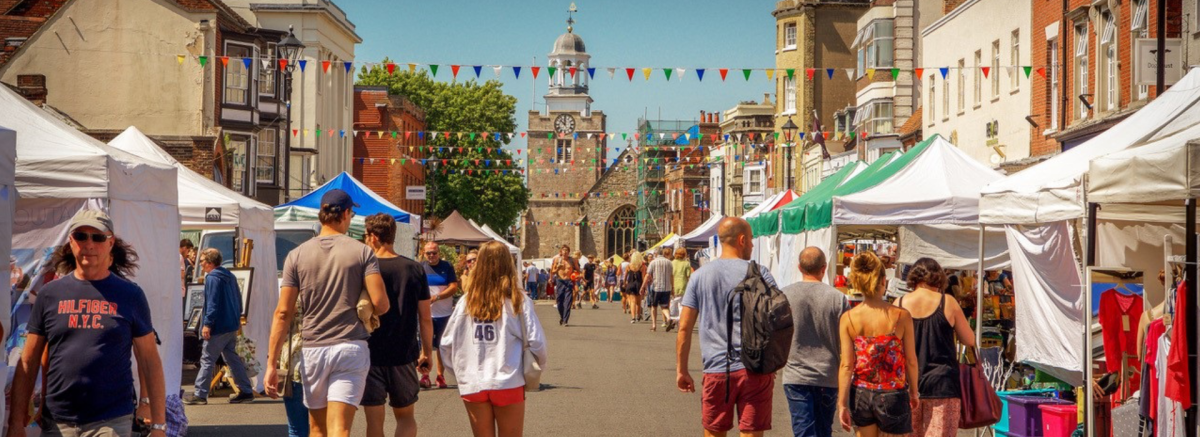 Saturday Market in the summer in Lymington in the New Forest
