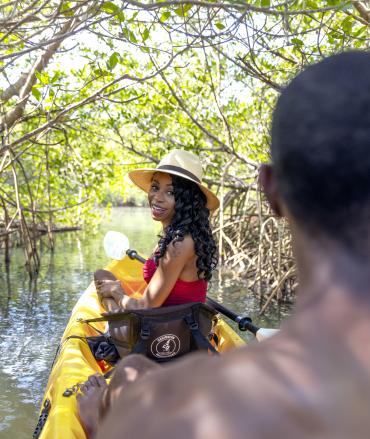 Couple kayaking a Blueway Trail in Punta Gorda/Englewood Beach
