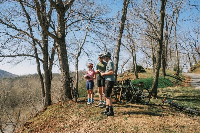 Taking a break on a gravel ride