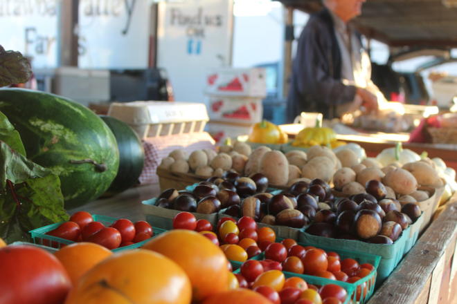 Produce on display at the Salem Farmers Market