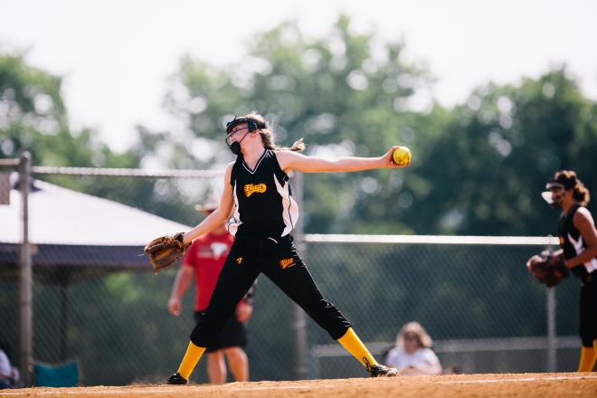 Softball Pitcher competing in the USA Stars and Stripes Roanoke Valley Tournament