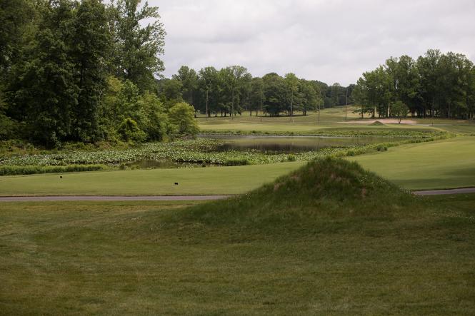 A view down the fairway at Eisenhower Golf Course