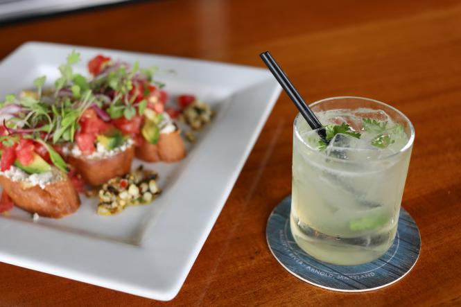 Bruschetta and a cocktail at the Chart House.