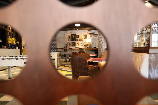 A giant connect Four at the Trophy Room bar & restaurant.