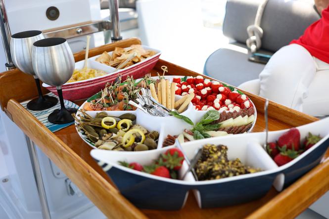 A catered spread by Seas the Bay Sailing