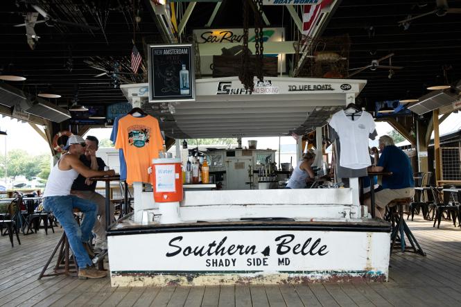 The Boathouse at Anchored Inn, a boat converted into a bar and restaurant