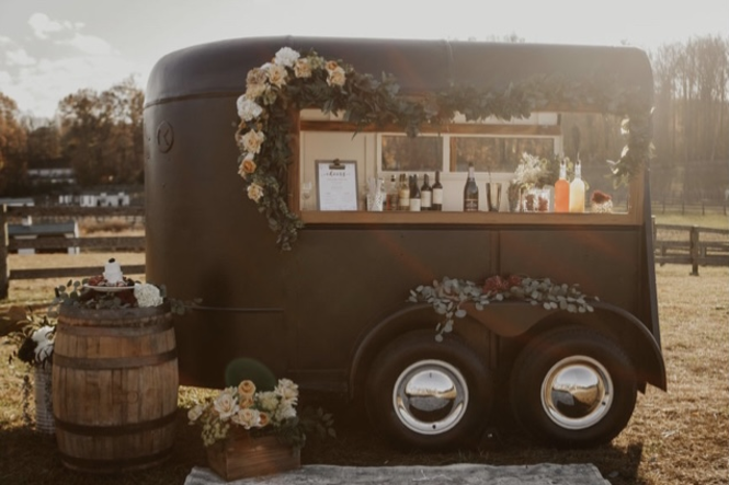 Horse trailer turned into a mobile bar