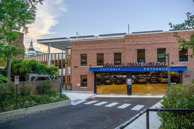 a parking garage entrance