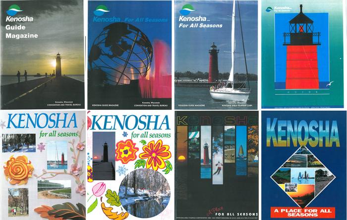 Collage of early Kenosha Area Visitors Guides