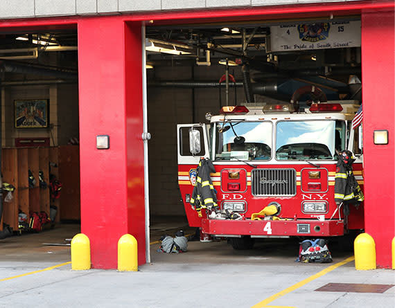 Fire station with engine
