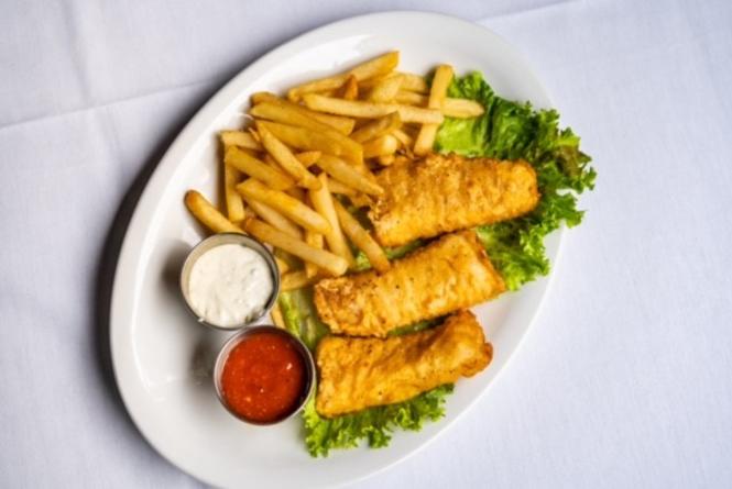 A plate of O'Brien's Fish and Chips.