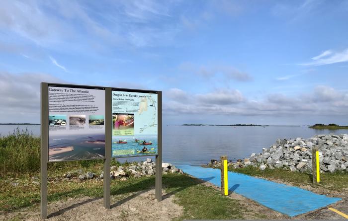 An informational sign at a Oregon Inlet Kayak Launch in the Cape Hatteras National Seashore.