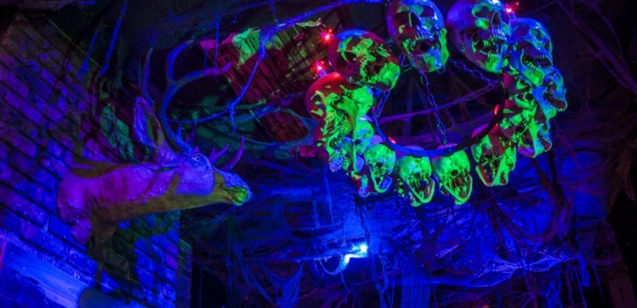 Neon Skull Chandelier