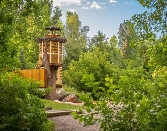A lookout tower at Denver Botanic Gardens Chatfield Farms