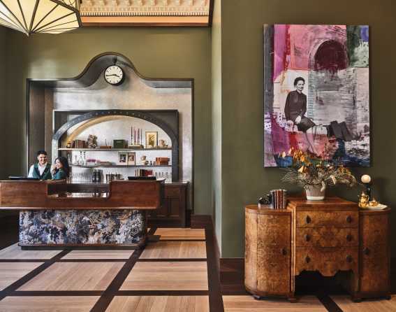 The ornate Crawford Hotel lobby in Denver, Colorado.