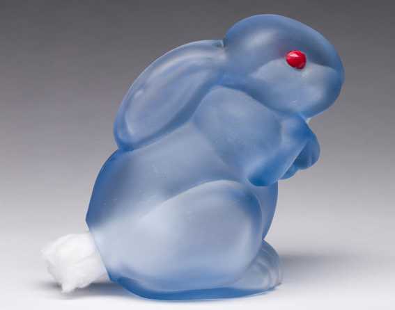 Carden City Glass Bunny cotton dispenser at Kirkland Museum of Fine & Decorative Art