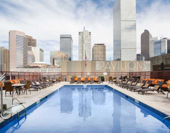 A view of the pool at Sonesta Denver Downtown in Denver, Colorado.