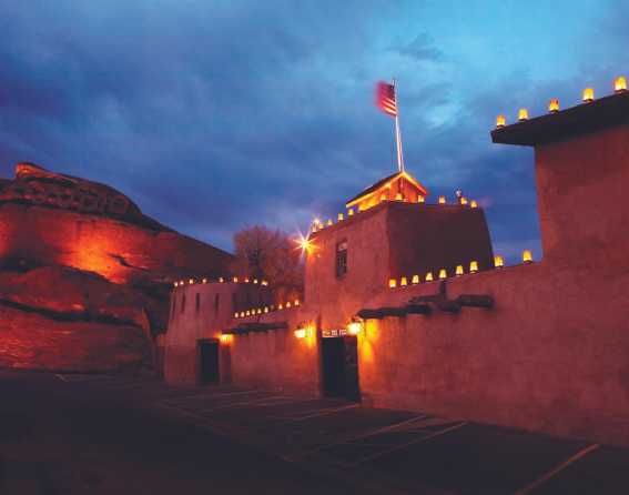 Exterior of the Fort restaurant at night