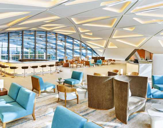 The oval-shaped roof in the Westin Denver International Airport hotel lobby.
