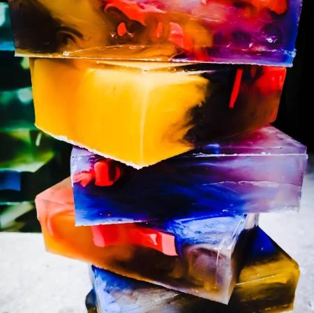 Colorful soap stacked up