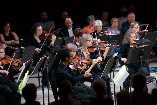 The Wichita Symphony Orchestra performs on the stage at Century II 