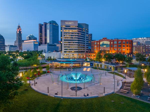 Scioto Mile Fountain at night